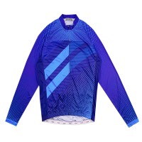 Making Long Sleeve Breathable Cycling Shirts Custom Blue Zip Style Moisture Wicking Road Cycling Shirts Cycling Shirt Shop SKCSCP007